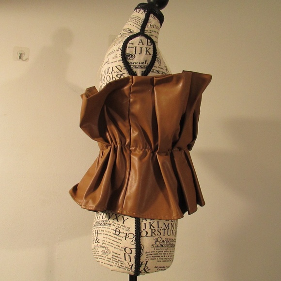 DO+BE Brown Faux Leather Ruffle Top - Picture 4 of 6